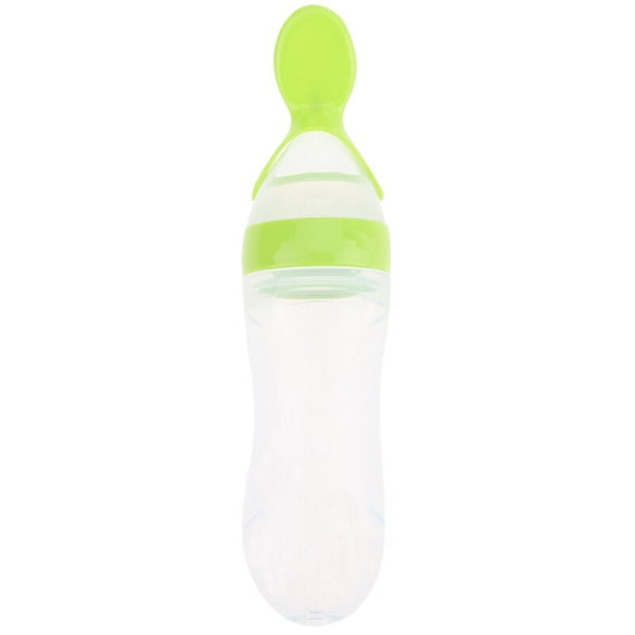 1 Pc 90ml Baby Feeding Bottle Silicone Extrusion Type Feeding Infant Kids Care Spoon Rice Paste Baby Food Bottle 3 Colors