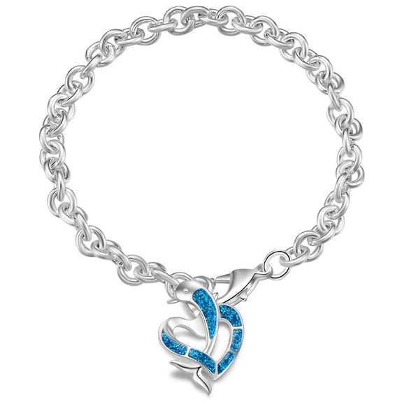 Charm Summer Dolphin Turtle Bracelet  Blue Opal  Color Hand Chain Beach Jewelry Bracelet Femme Bijoux