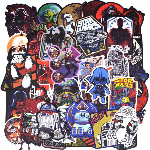50pcs/pack New Super Cool Star Wars Stickers for Luggage Laptop Decal Skateboard Stickers Moto Bicycle Car Guitar Fridge Sticker