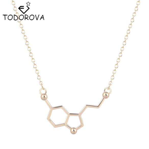 Todorova Hot Sale Serotonin Molecule Chemistry Necklace Unique Charm Pendant Friendship Minimalist Brand Jewelry for Women Girls