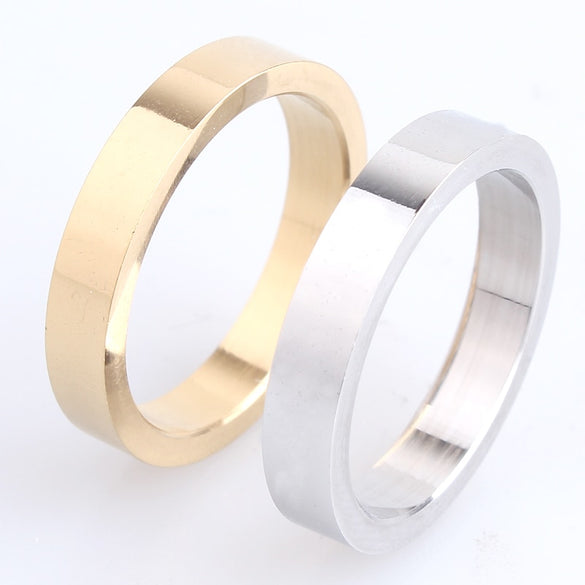 4mm thick gold silver smooth plate 316L Stainless Steel finger rings for men women wholesale