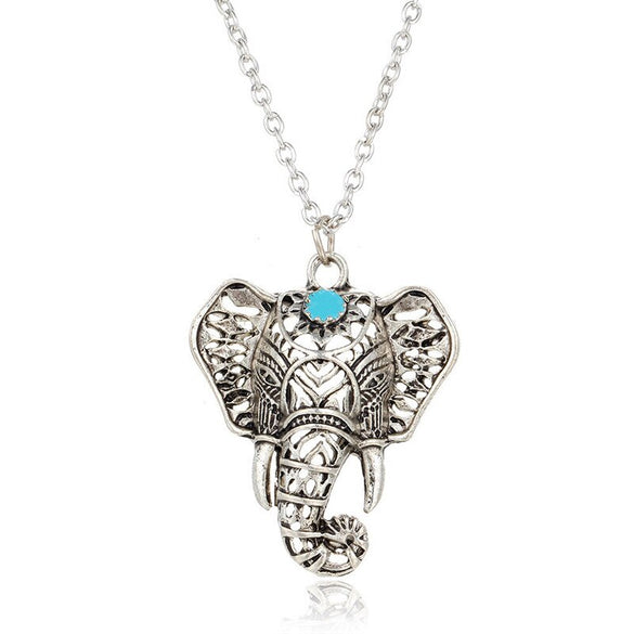 Gypsy Vintage Silver Elephant Pendant Necklace Chain Jewelry Gift   4ND112