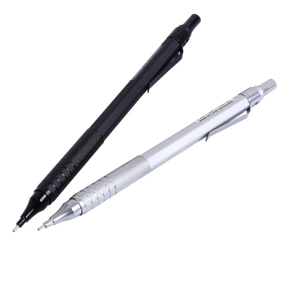Automatic Drafting Pencil, 0.5mm Lead Size, Metallic Black Sliver Barrel Mechanical Pencil 1 Piece