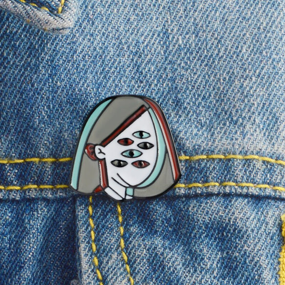 QIHE JEWELRY Picasso Eyeball Face Women Enamel pins Art Brooches Badges Lapel pins Brooches for men women girl