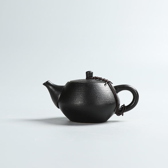 Creative Black Pottery Teapots Hand Made Vintage Ceramic Tea Pot  Chinese Kung Fu Tea Set Kettle Contentment Drinkware