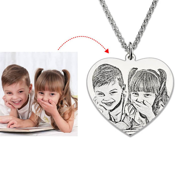 Personalized Photo Necklace Engraved Name Heart Necklace for Women Titanium Steel Jewelry Custom Memorial Gift Mother's Day Gift