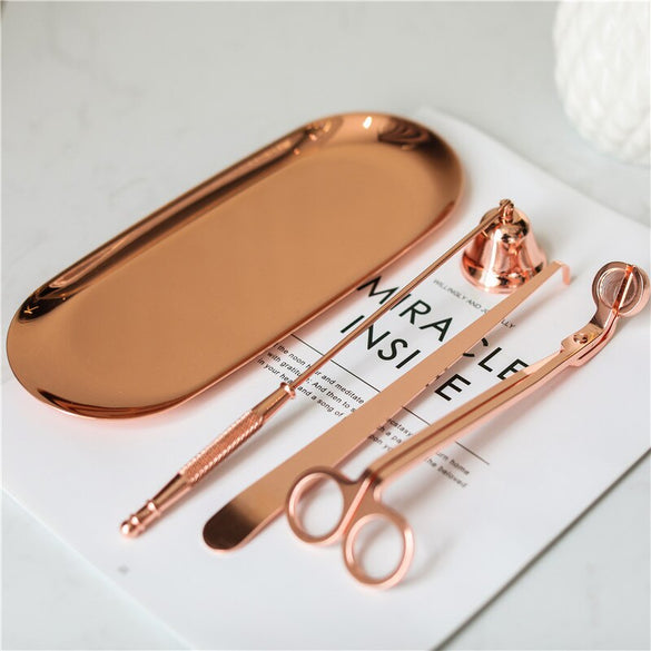 3Pcs/set Rose Gold Stainless steel Candle Snuffers Wick Trimmer Wick Dipper Put Out Candle Extinguisher  Candle Tool Home Decor