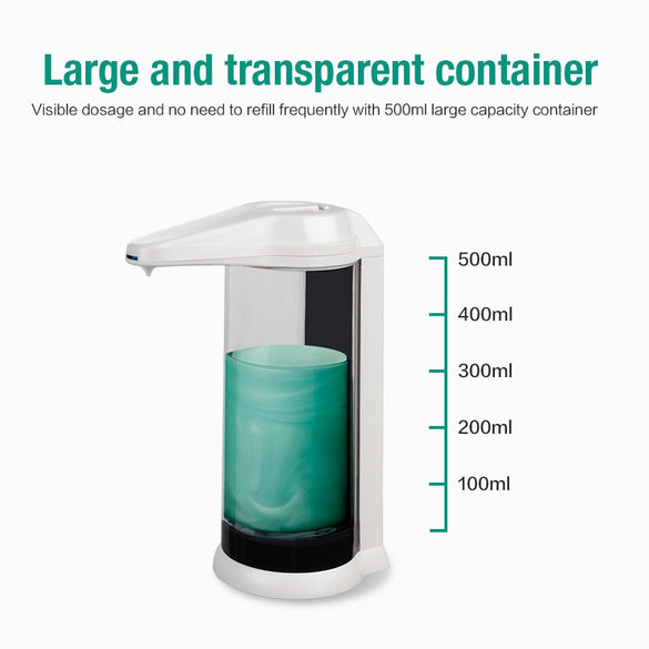 Hand Free 500ml Automatic Soap Dispenser Touchless Sanitizer Dispenser Smart Sensor Liquid Soap Dispenser for Kitchen Bathroom