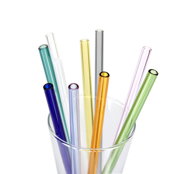 Modern style Colorful Glass Drinking Straws Reusable Environmental Protection Straw Bar Tool For Juice Cocktail Wedding Birthday