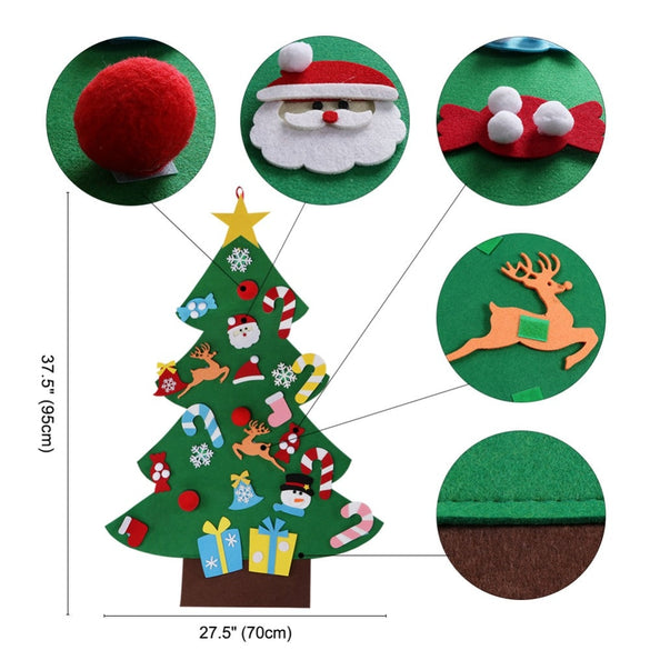 OurWarm DIY Felt Christmas Tree New Year Gifts Kids Toys Artificial Tree Wall Hanging Ornaments Christmas Decoration for Home