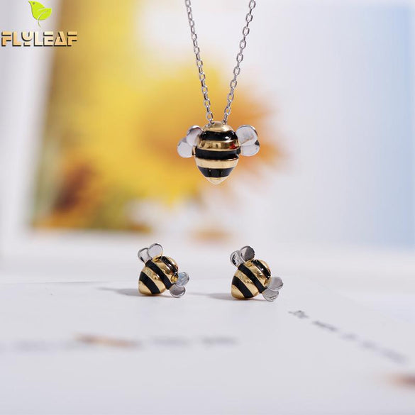Flyleaf 925 Sterling Silver Cute Bees Necklaces & Pendants For Women High Quality Lady Sterling-silver-jewelry Collares Mujer