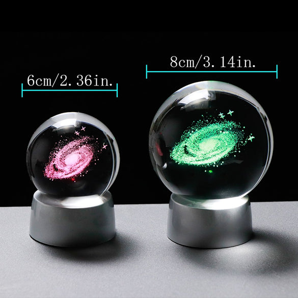 3D Universe Glass Globe Crystal Galaxy Ball Miniature Model with Chargeable LED Home Decoration Sphere Accessories Astronomy