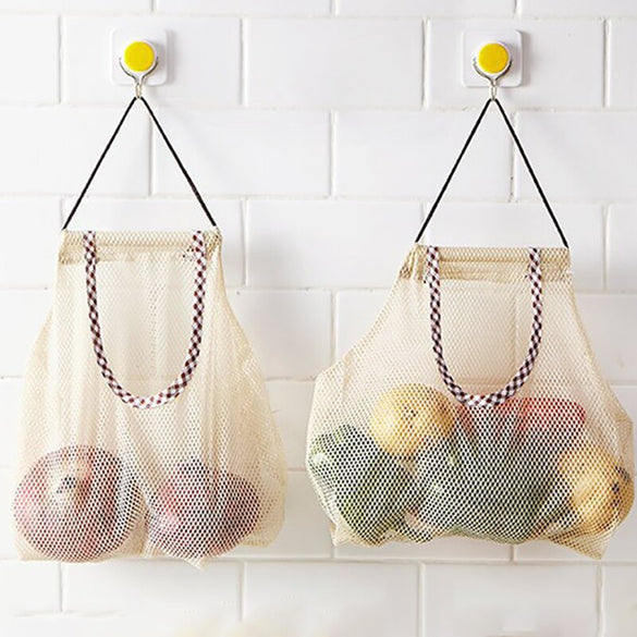 Reusable Grocery Produce Bags Cotton Mesh Ecology Market String Net Shopping Tote Bag Kitchen Fruits Vegetables Hanging Bag