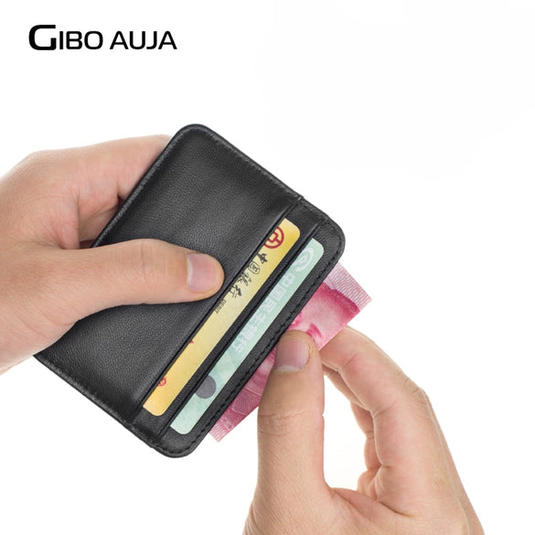 100% Sheepskin Genuine Leather Card Holder Super Slim Soft Credit Card Wallet Men Wallets Purse - Gibo Auja