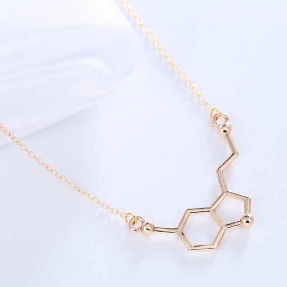 Todorova Hot Sale Serotonin Molecule Chemistry Necklace Unique Charm Pendant Friendship Minimalist Brand Jewelry for Women Girls
