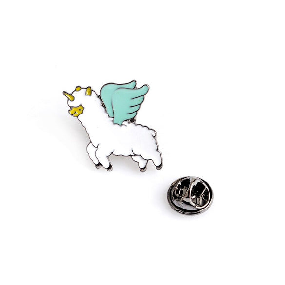 XEDZ Fashion Jeans Brooch Pins Jewelry Accessories Cute Animal Unicorn and Angel Sheep Alpaca Enamel Alloy Brooch Women Corsage
