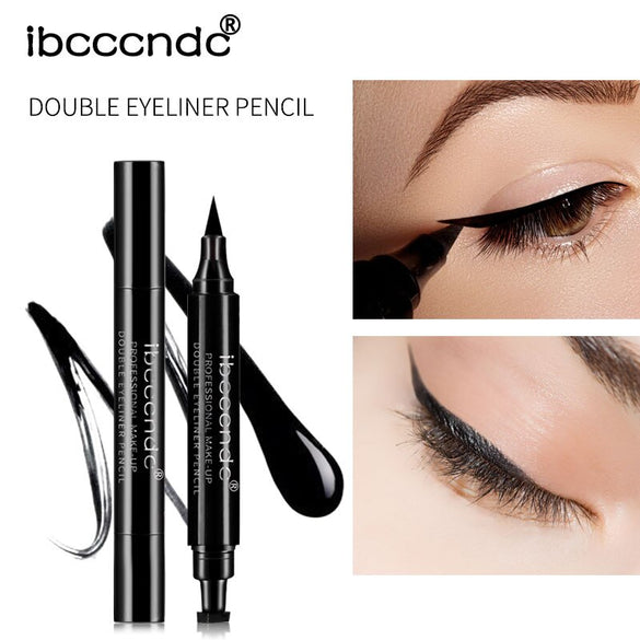 IBCCCNDC Brand Makeup Black Eye Liner Liquid Pencil Quick Dry Waterproof Black Double-ended Makeup Stamps Wing Eyeliner Pencil