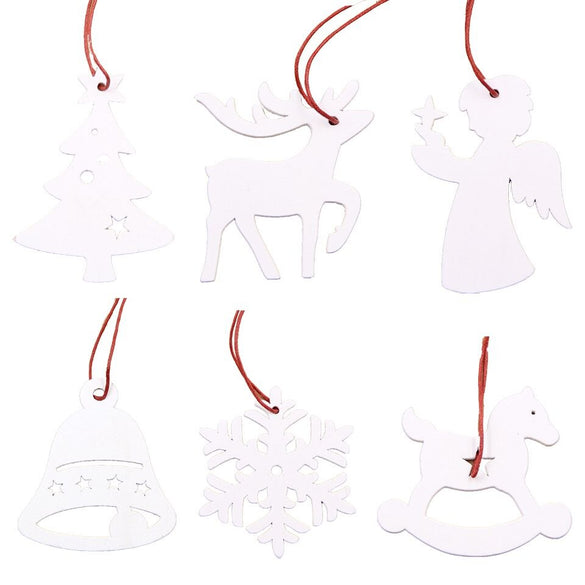 12PCS Gold&Sliver DIY Christmas Snowflakes Wooden Pendants Ornaments Kids Gift Christmas Party Xmas Tree Ornaments Decorations