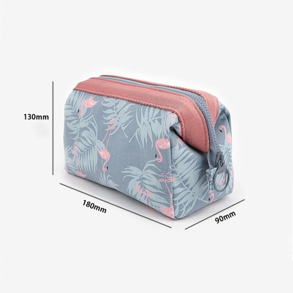 HMUNII Brand Fashion Flamingos  2018 Travel Cosmetic Bag Make up Bag zipper Elegant Drum Wash Bags Makeup Organizer Storage Bag
