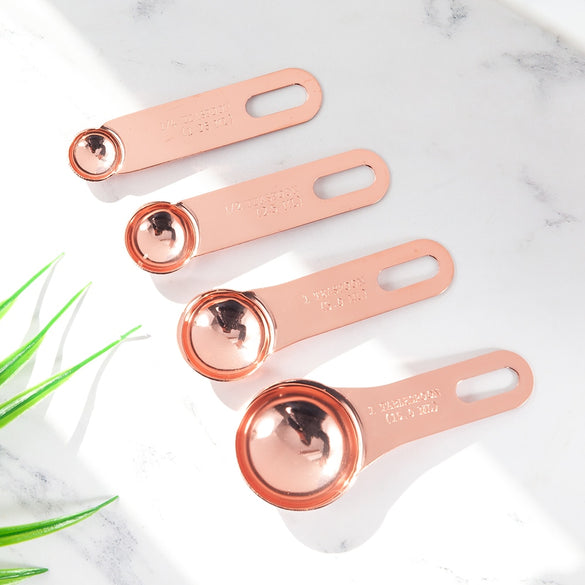 Mealivos 4 Pcs/Set Stainless Steel Measuring Scoop Kitchen Measuring Tools Sets For Baking Sugar Coffee Graduated Spoons cup