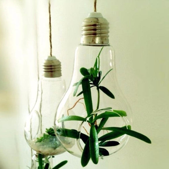 New Glass Bulb Lamp Shape Flower Water Plant Hanging Vase Hydroponic Container Terrarium Glass Home Office Wedding Decoration
