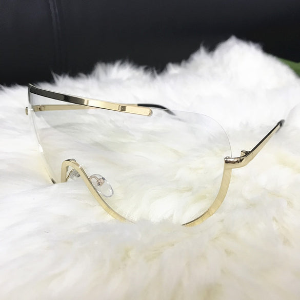 Emosnia Rimless Gold Clear Sunglasses Men Women 2017 Brand Designer Pilot Clear Sunglasses Big Frame Sun Glasses Lunette Femme