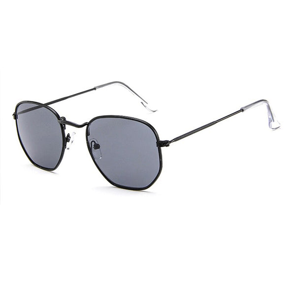 QETOU Fashion Sunglasses Men Brand Designer Small Frame Polygon Sunglasses Women Vintage Sun Glasses Hexagon Metal Frame 2018