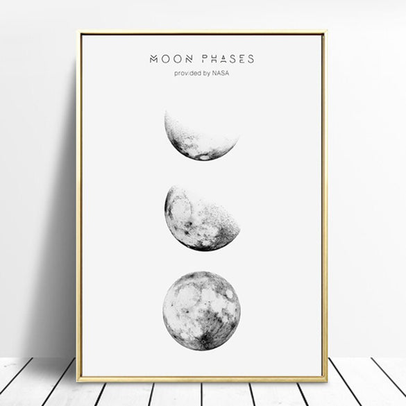Moon Phases Wall Art Nordic Print and Poster, Canvas Art Paintings for Living Room Decoration, Wall Decor Picture for Bedroom