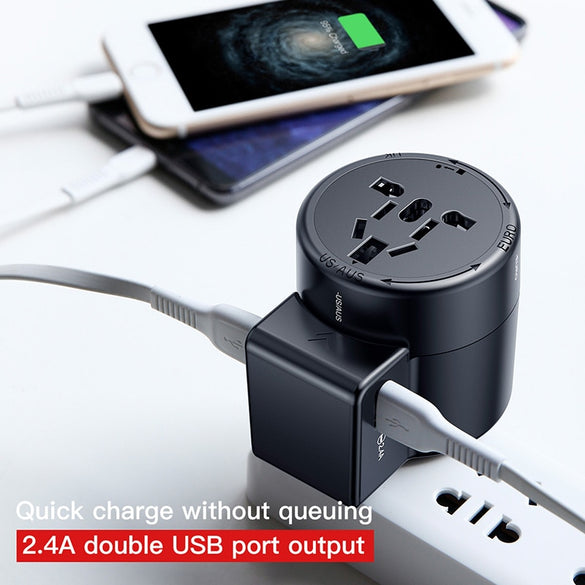 Baseus Universal ALL in One USB Charger International Dual USB Wall Charger Power Adapter EU US UK AU Plug Mobile Phone Charger
