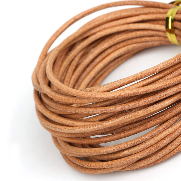 1mm 1.5mm 2mm 3mm Round Genuine Real Leather Jewelry Rope String Nature Cord For Bracelet Necklace DIY Jewelry Findings Making