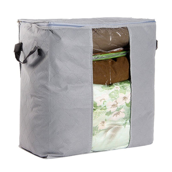 Lasperal Quilt Storage Bags Cotton Home Storage Organizer Portable Anti-dust Wardrobe Bamboo Clothes Bag Pouch Storage Box
