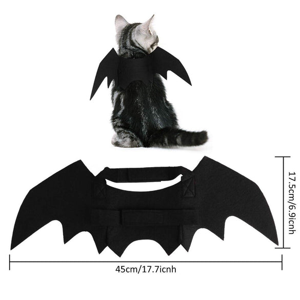 Halloween Cat Bat Wings Collar Harness Decor Puppy Pet Cat Black Bat Dress Up Funny Wing Cat Clothes Accessories Christmas Gifts