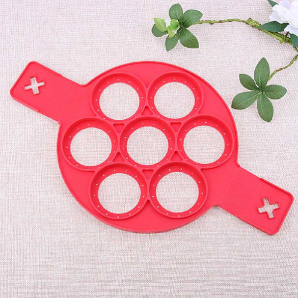 Nonstick Pancake Maker Egg Ring Silicone Kitchen Pancake Mold Egg Cooking Tool With 7 Holes Eggs Mold Kitchen Baking Accessories