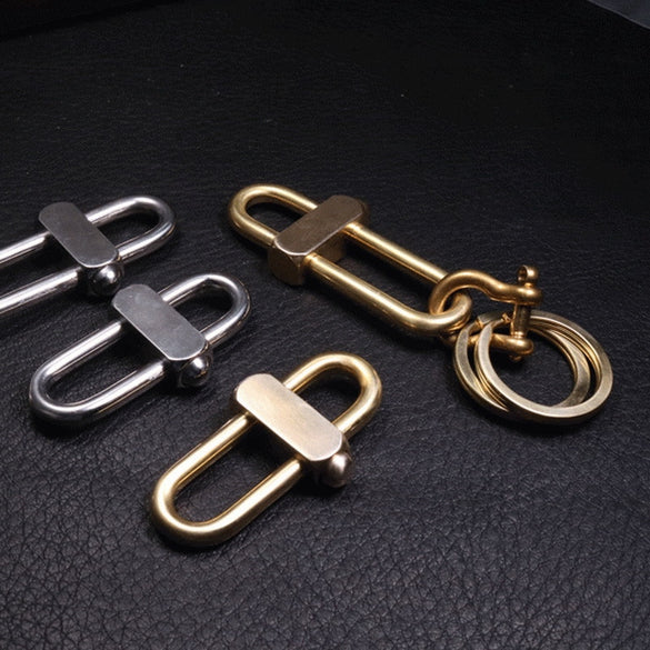 Handmade Copper Stainless Steel Keychain Creative Anti-lost Brass Utility Pocket Multi Tool Waist Car Key Ring High Quality