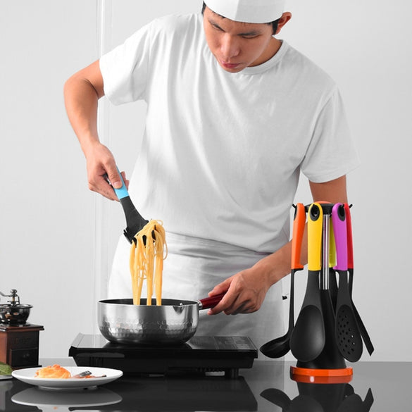 KITCHEN ESSENCIALTOOL SET WITH STAND NON-STICK COOKING UTENSIL 7PCS SET WITH CAROUSEL COLORFUL KITCHEN TOOLS PERFECT COOKING SET