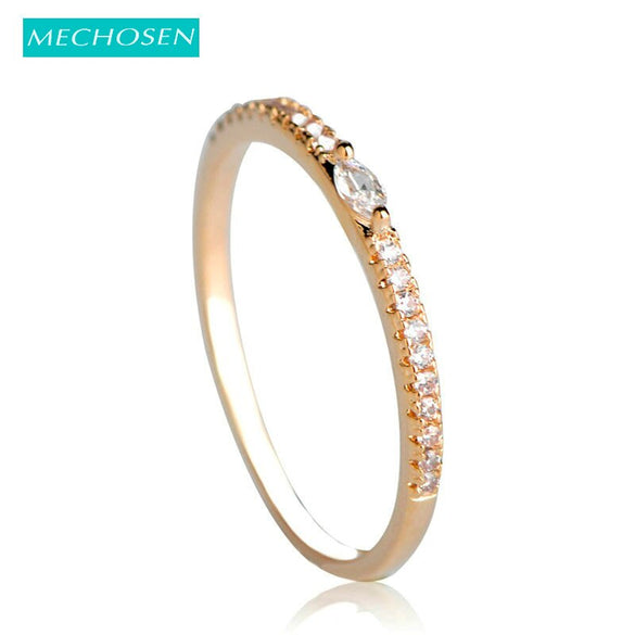 MECHOSEN Couple Zircon Thin Rings For Women Men Wedding Bridal Prong Setting Crystals Anel Micro Pave High Quality Noble Anneaux