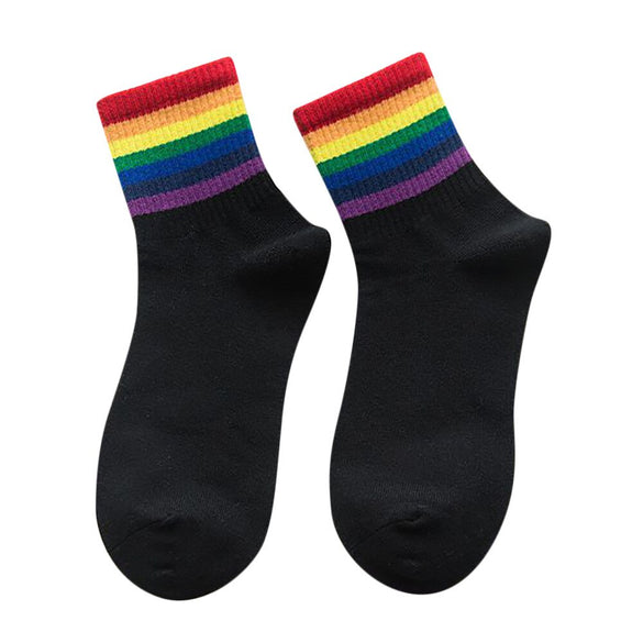 Winter New Unisex Socks Cotton Rainbow Striped Socks Xmas Fashion Warm Chrismas Casual Hipster hosiery