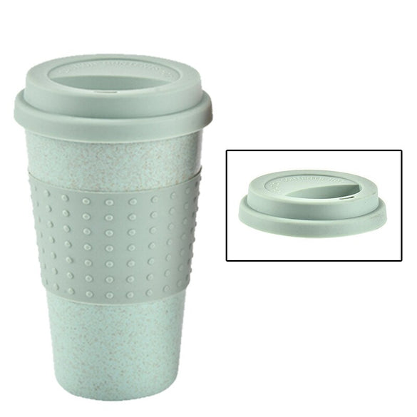 1PC  Water Bottle For Outdoor Camping Hiking Picnic Portable Wheat Straw Plastic Coffee Cups Travel Coffee Mug With Lid