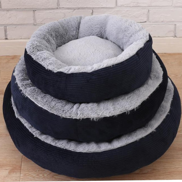Round Plush Dog Sofas Winter Dog House Kennel for Pug Little Bulldog with Detachable Pillow Cushion Hotsale Petshop Pet Supplies
