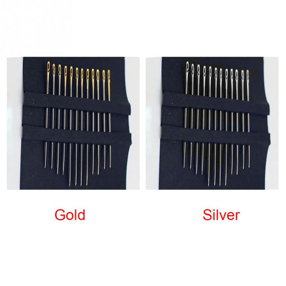 12 pcs / lot blind Needles gold tail easy to go through from side hand sewing embroidery tool DIY needlework Sewing Needles