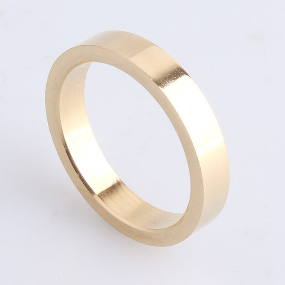 4mm thick gold silver smooth plate 316L Stainless Steel finger rings for men women wholesale