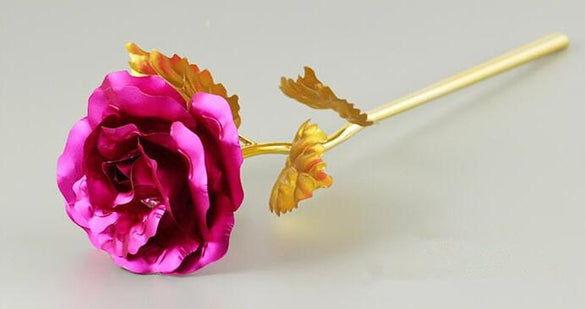 Foil Plated Rose Gold Rose Wedding Decoration Flower Valentine's Day Gift lover's Rose artificial flower Red Pink Purple Blue