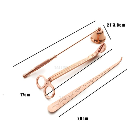 3Pcs/set Rose Gold Stainless steel Candle Snuffers Wick Trimmer Wick Dipper Put Out Candle Extinguisher  Candle Tool Home Decor