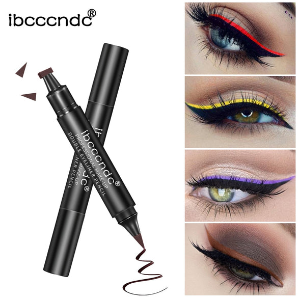 IBCCCNDC Brand Makeup Black Eye Liner Liquid Pencil Quick Dry Waterproof Black Double-ended Makeup Stamps Wing Eyeliner Pencil