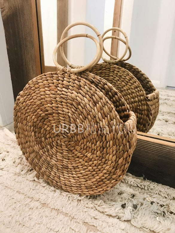 Beach bag round straw totes basket bucket bag summer bags women handbag braided 2018 new high quality Rattan Bag