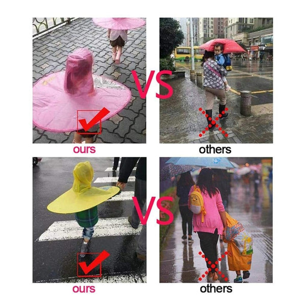 Creative Kids Rain Cover Cute Cartoon Duck UFO Children's Raincoat Boys And Girls Umbrella Hat Windproof Poncho Rain Gear Hot