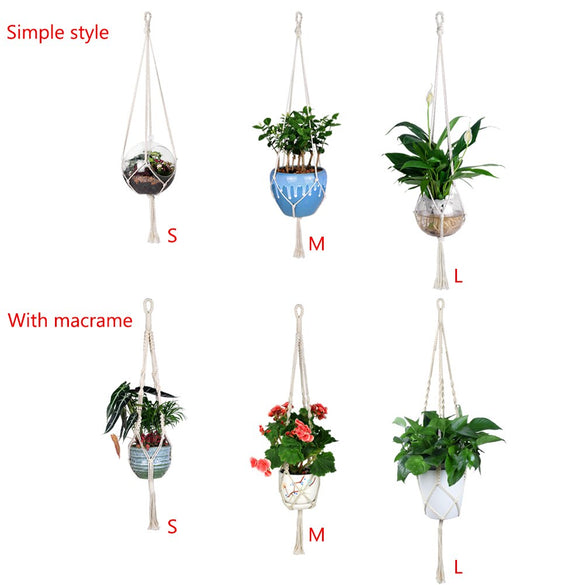 New 1PC Macrame Plants Hanger Hook 4 Legs Retro Flower Pot Hanging Rope Holder String Home Garden Balcony Decoration Wall Art