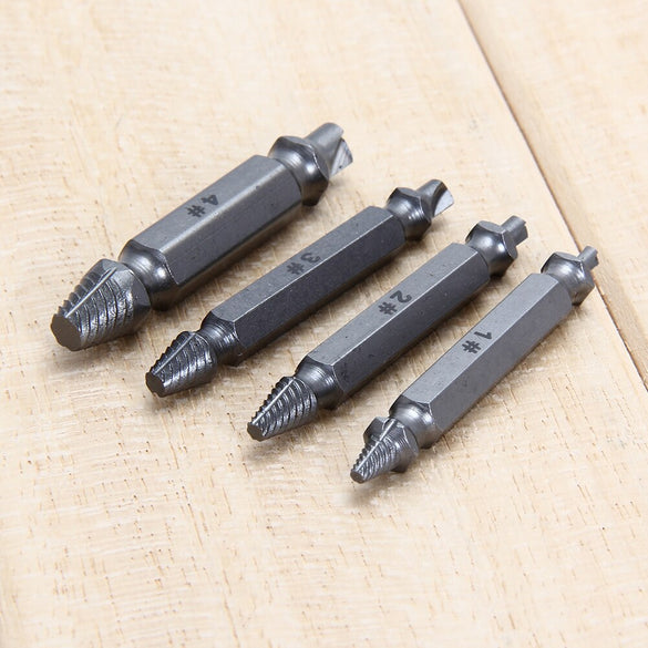 4pcs/set Double Side Damaged Screw Extractor Drill Bits Out Remover Bolt Stud Tool For Metal Damaged Screw Extractor Tool Kit