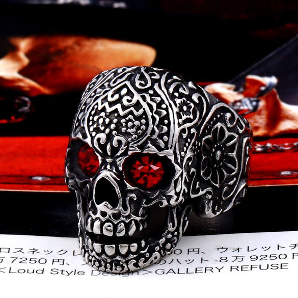 BEIER Wholesale Classic Garden Flower Skull Ring For Man Stainless Steel Man's Punk Style Jewelry BR8-071 US Size