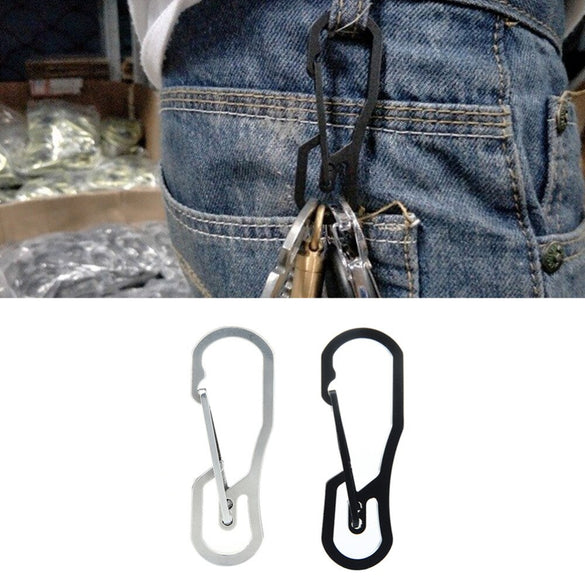 Multi-function Hook Keychain Cutting Outdoor Tools Hanging Buckle Keyring Camping Hiking Equipment Stainless Steel Survival Tool